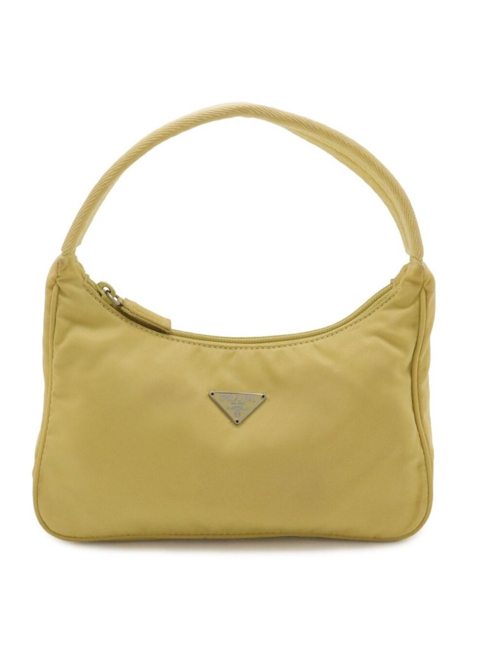 Prada Triangle Logo Pouch Mini Bag Party Nylon Yellow Silver